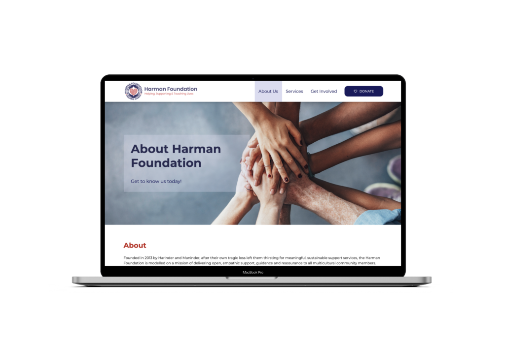 Non profit website examples - Harman Foundation